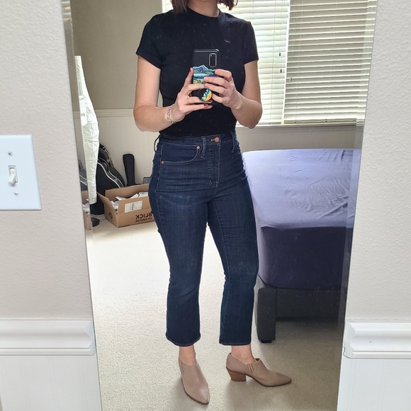 Kick Flare Madewell Curvy Cali Crop Demi-Boot Flare Stretch Jeans 26 Dark Wash - Picture 4 of 12